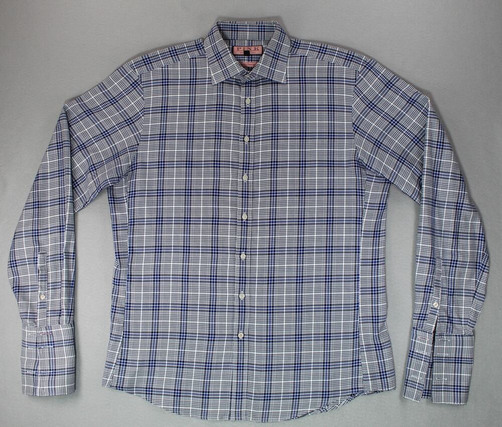 Thomas Pink Button Up Dress Shirt Mens 16 41 Slim Fit Striped